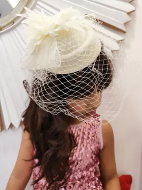 Derby Style White Mesh Fascinator