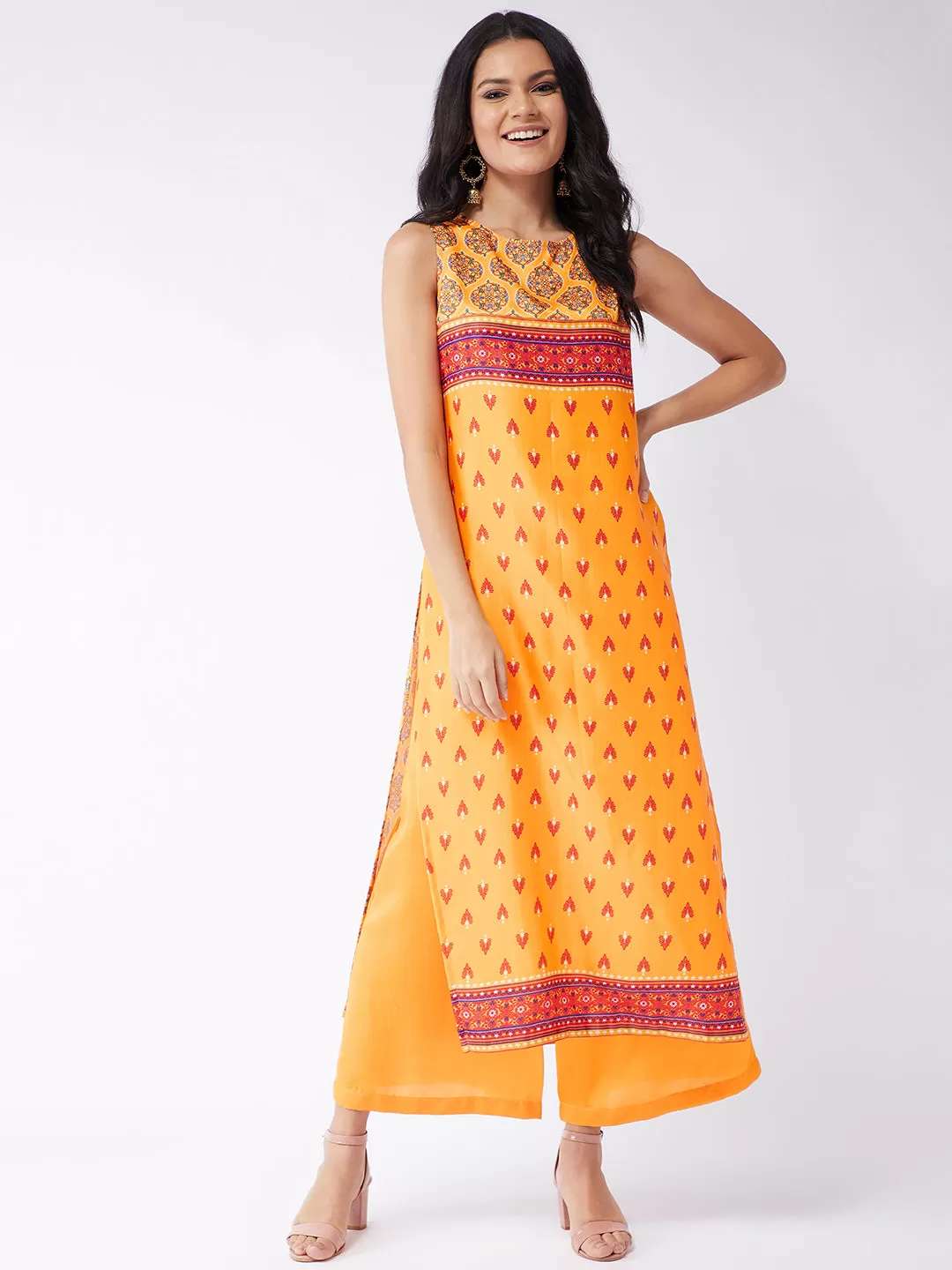 Digital Print Sleeveless Kasturi Kurta