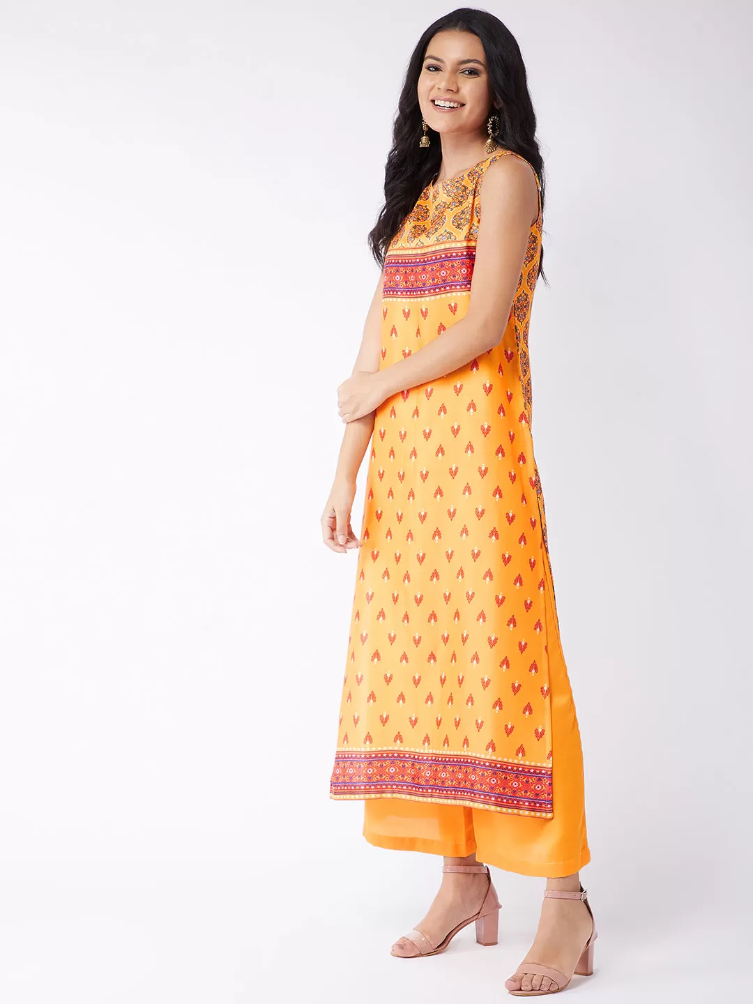 Digital Print Sleeveless Kasturi Kurta