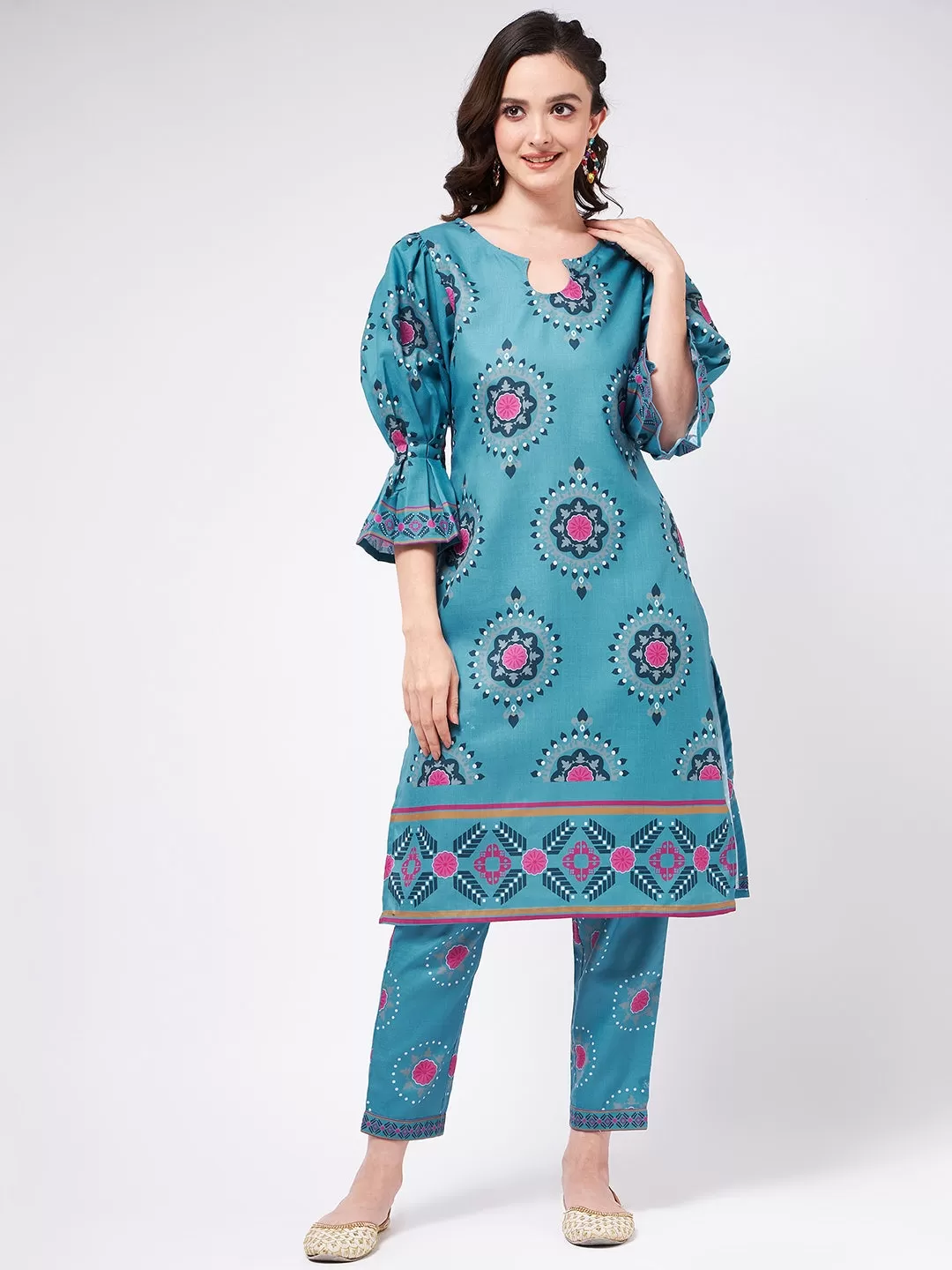 Digital Printed Stylish Kurta With Matching Pants