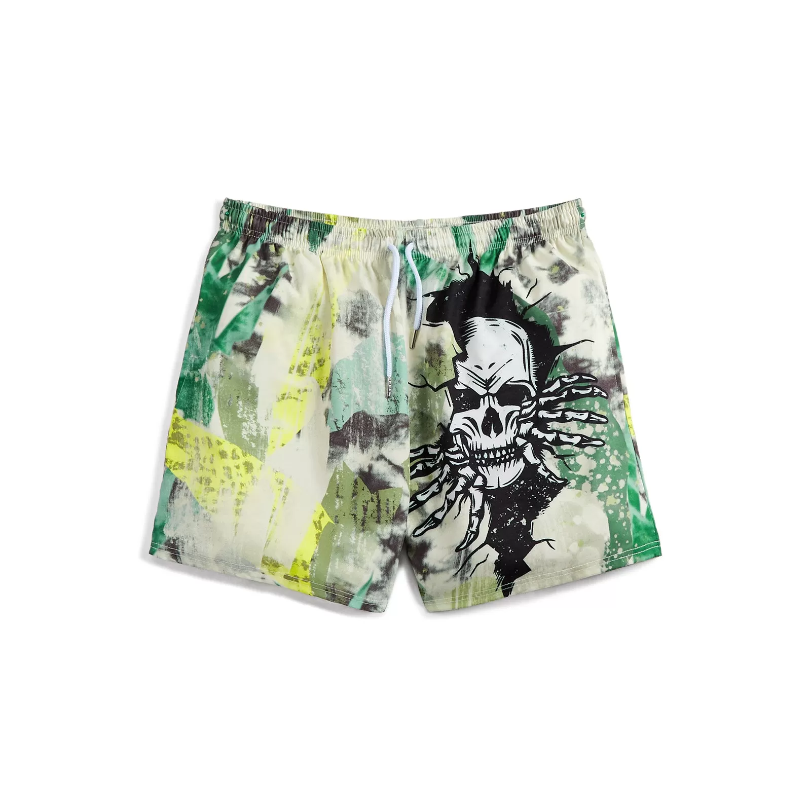 DISTRESSED CAMO SKULL 5'' INSEAM INSEAM SWIM TRUNKS