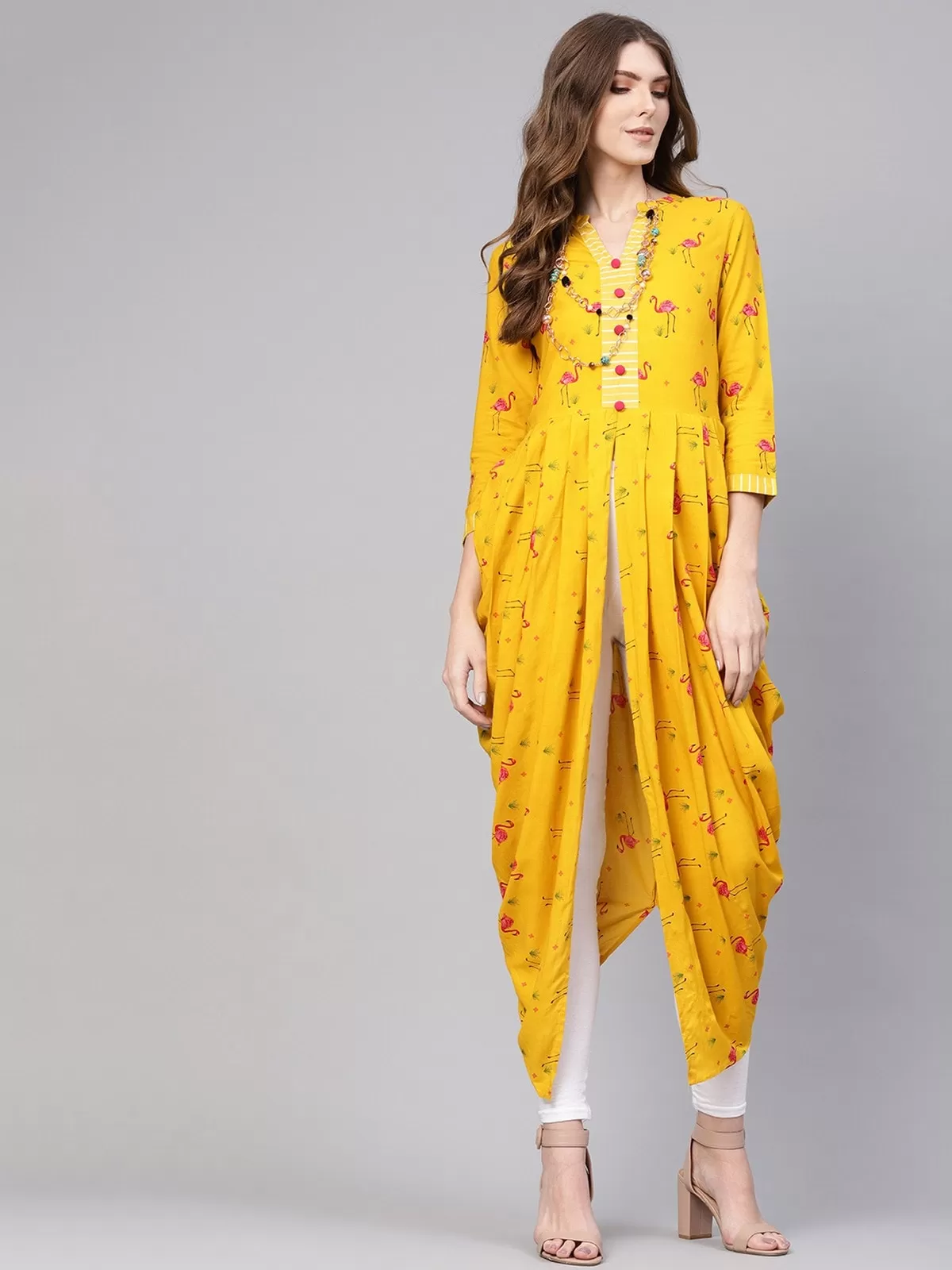 Drappy Flamingo Printed Kurta