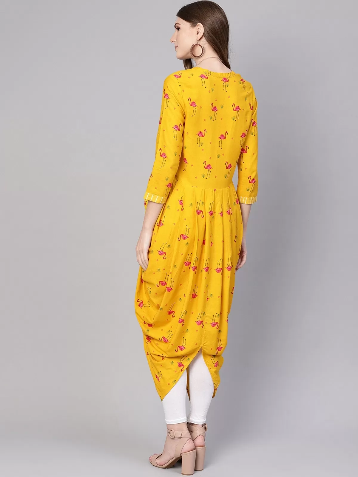 Drappy Flamingo Printed Kurta