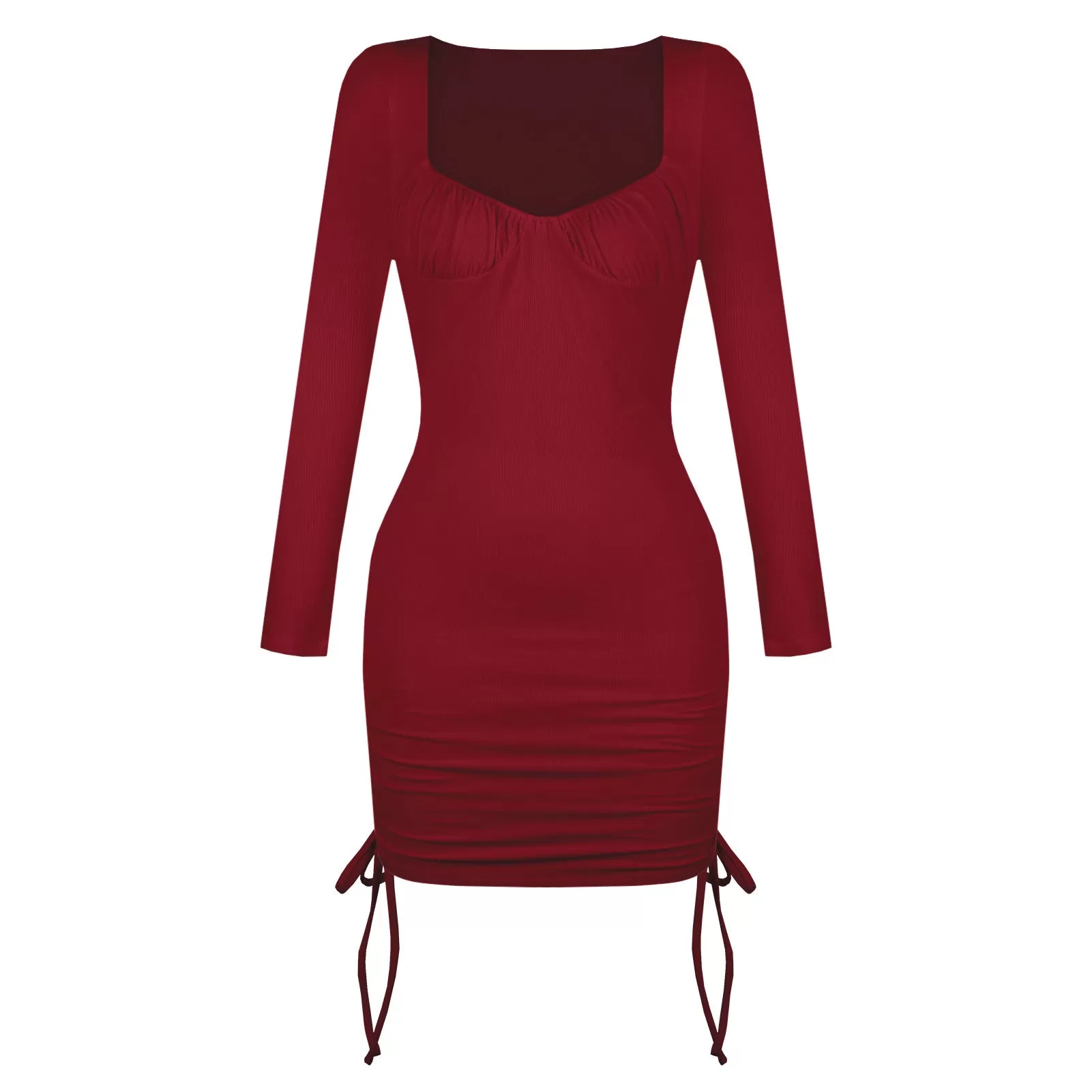 Drawstring Square Collar Mini Dress