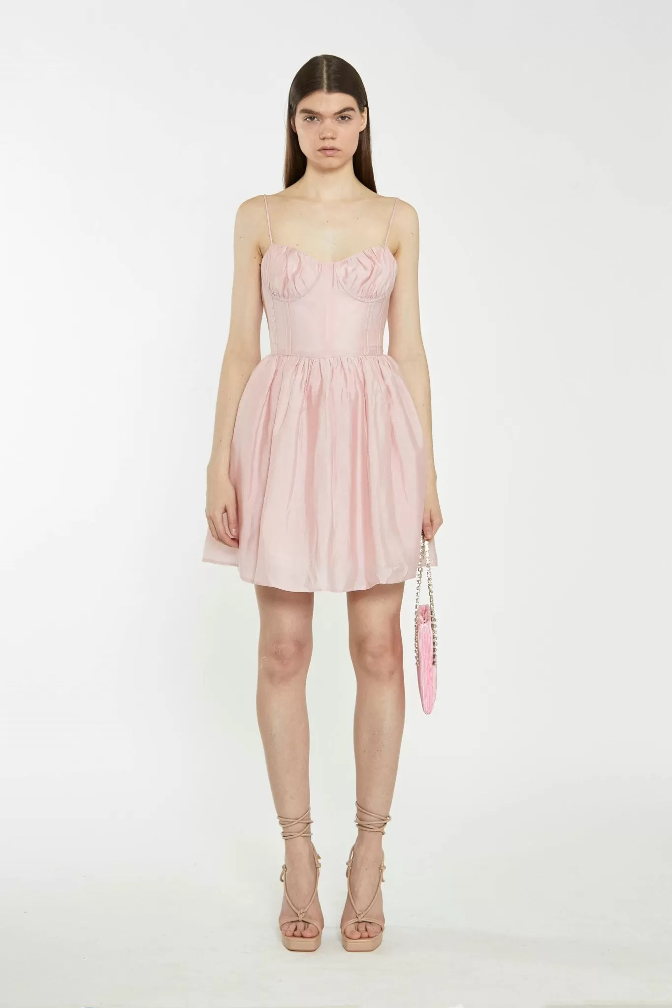 Dusty Pink Corset Skater Mini-Dress