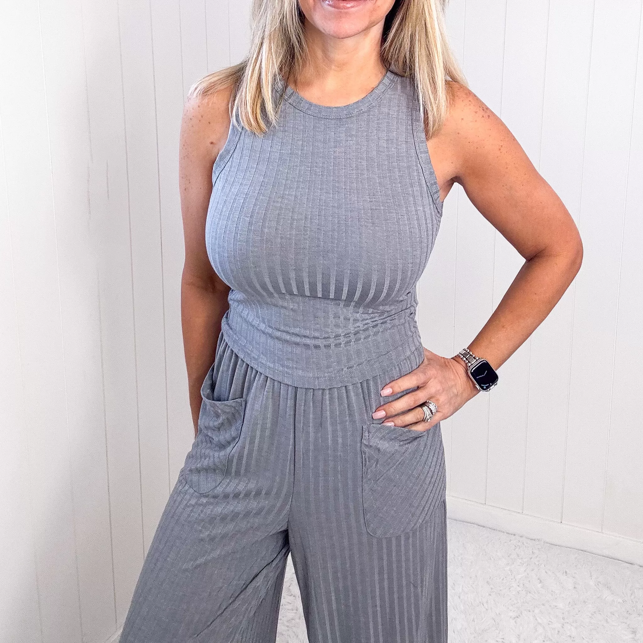 Easy Classy Sassy Ribbed Tank and Wide Leg Pants Sets in 5 Colors