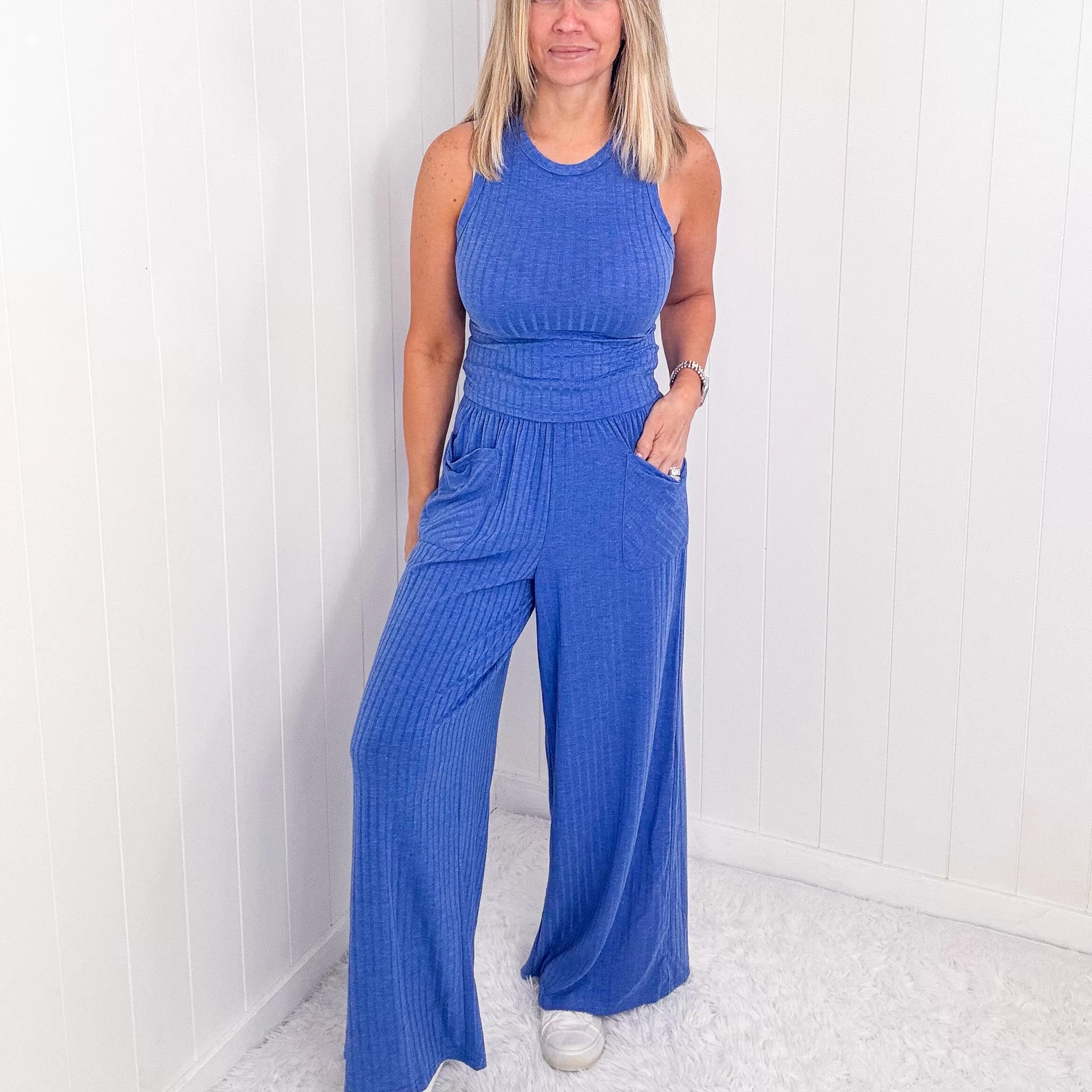 Easy Classy Sassy Ribbed Tank and Wide Leg Pants Sets in 5 Colors