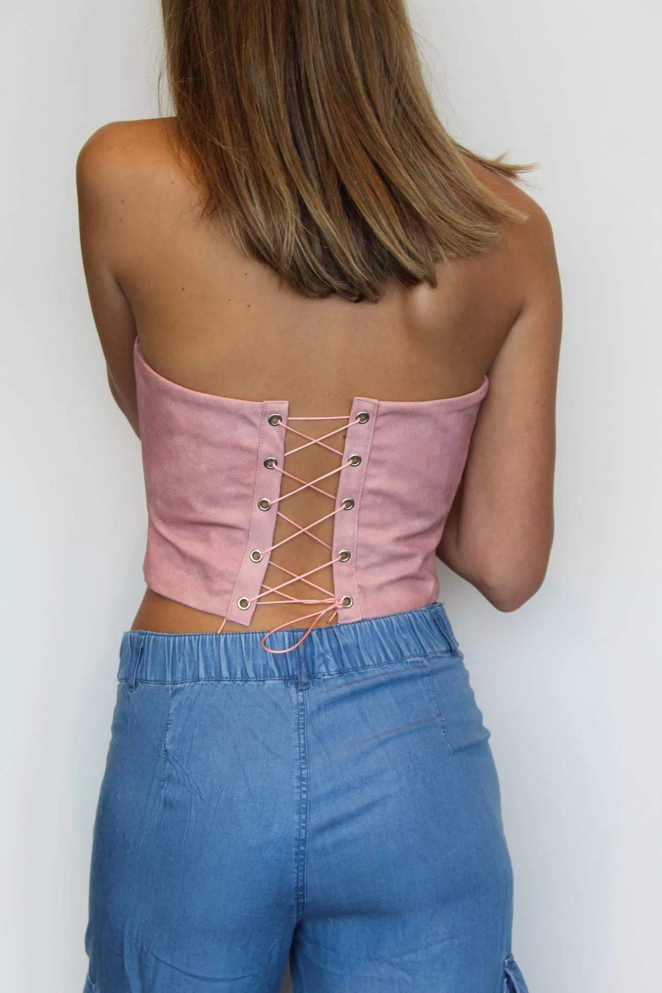 Embroidered Western Corset Top- Blush