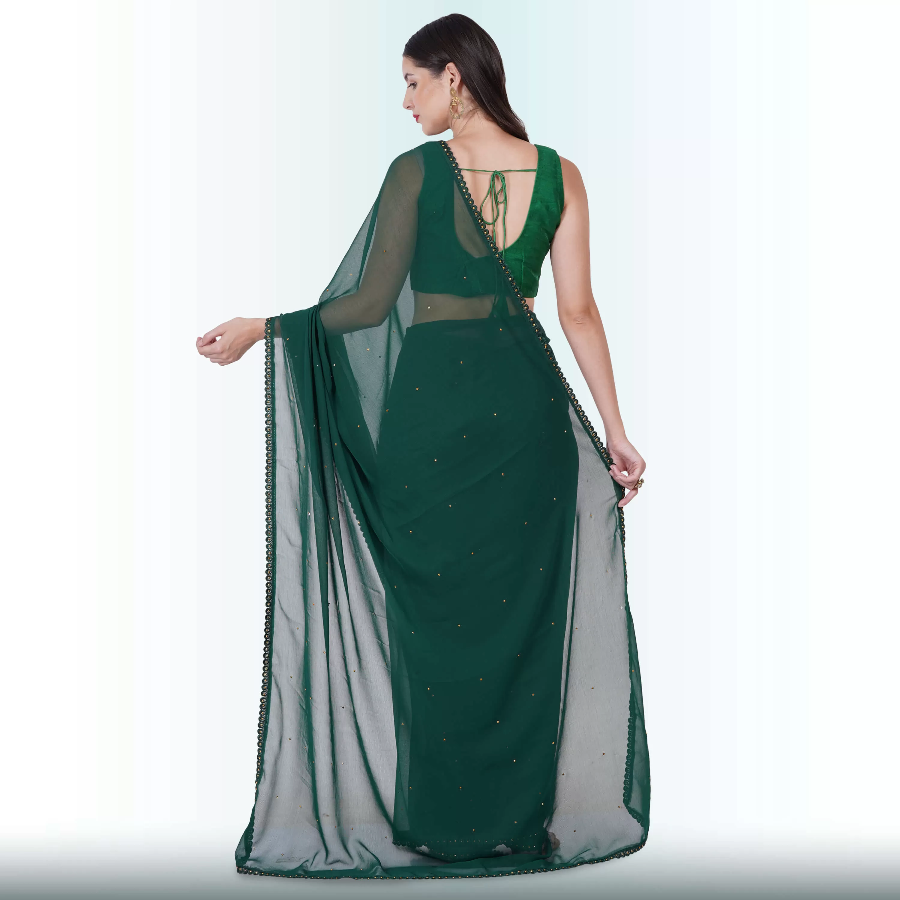 Emerald Green Georgette Saree