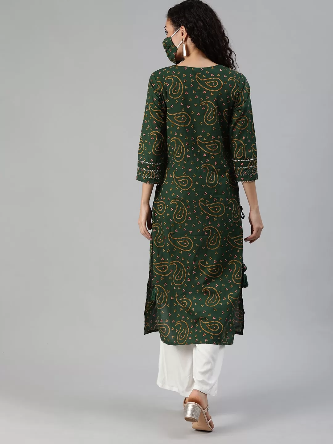 Ethereal Seaweed Green Bandhani Kurta