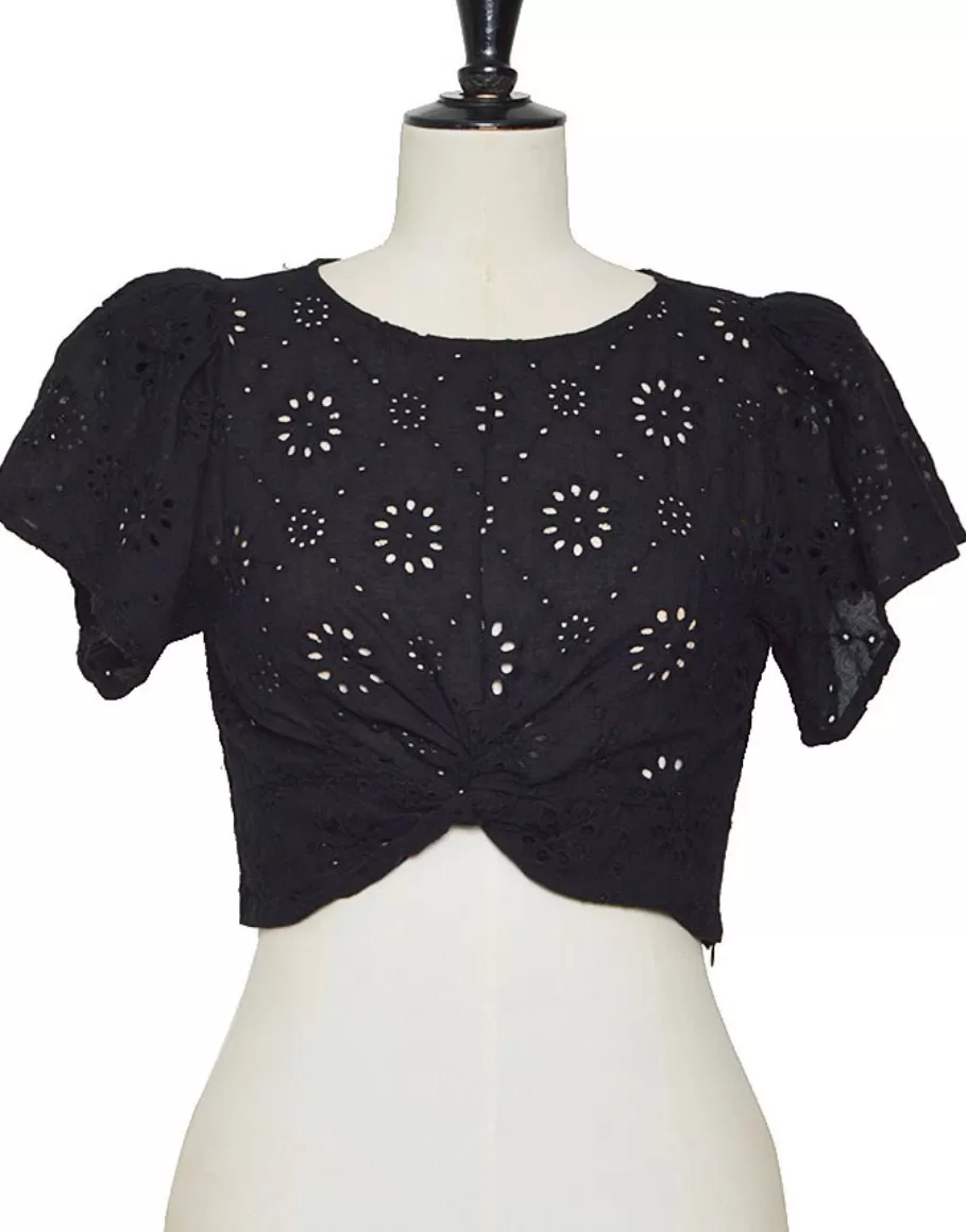 Eyelet lace crop top