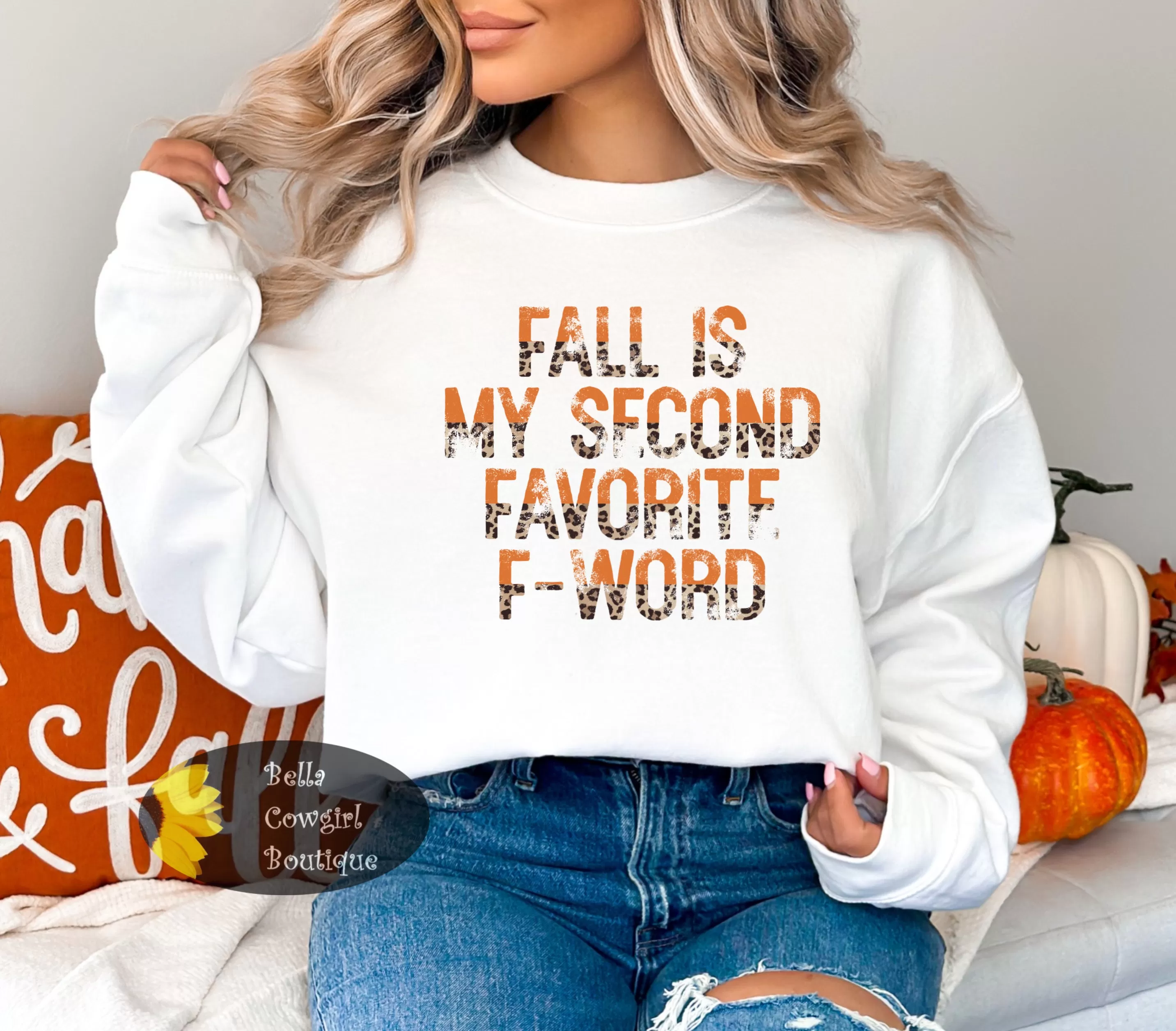 Fall Is My Second Favorite F-Word Leopard Funny Fall Autumn Sweatshirt