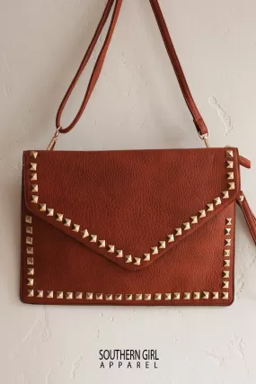 Faux Leather & Studs Crossbody or Clutch Purse