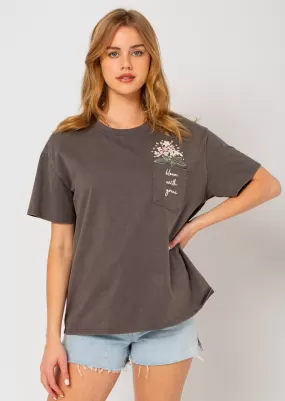 FINAL SALE - Bloom With Grace Embroidered Pocket Tee