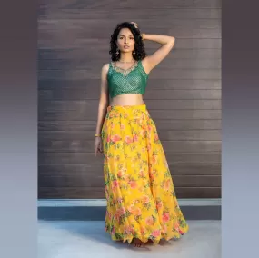 Floral Print Modern Lehenga set