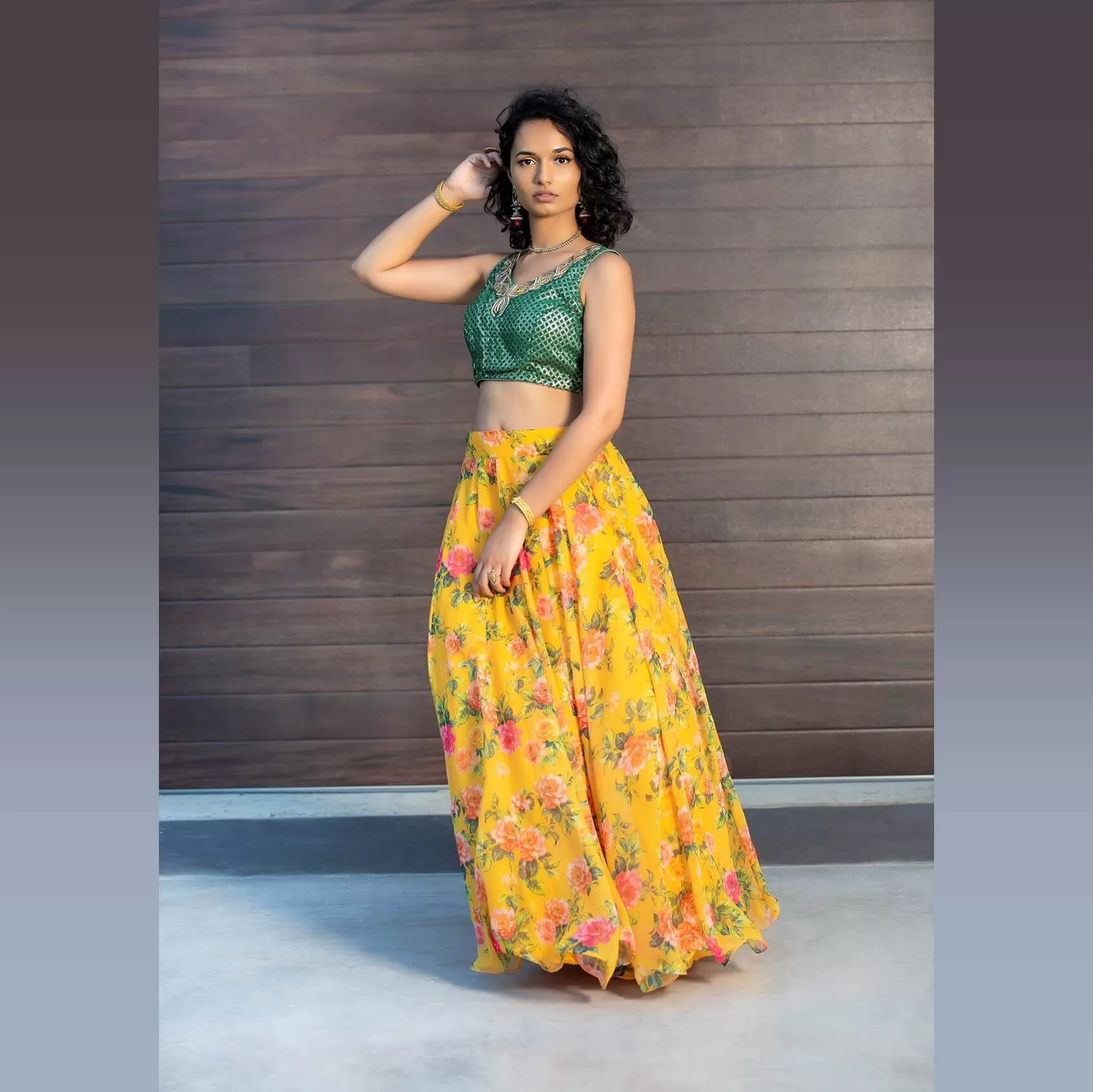 Floral Print Modern Lehenga set