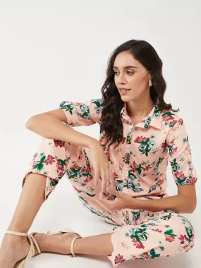 Floral Printed Lounge Shirt With Pant Set