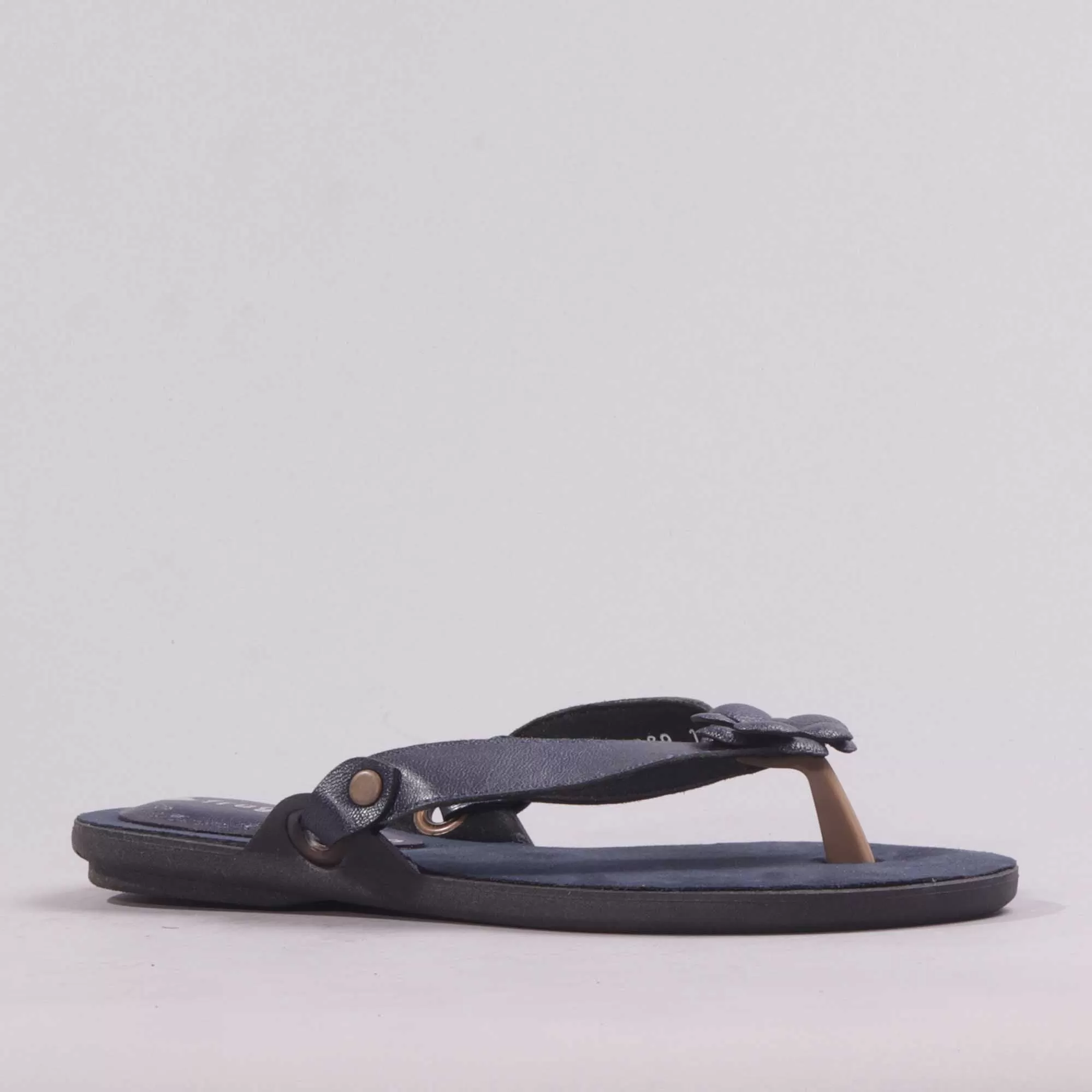 Flower Thong Sandal in Navy - 7968