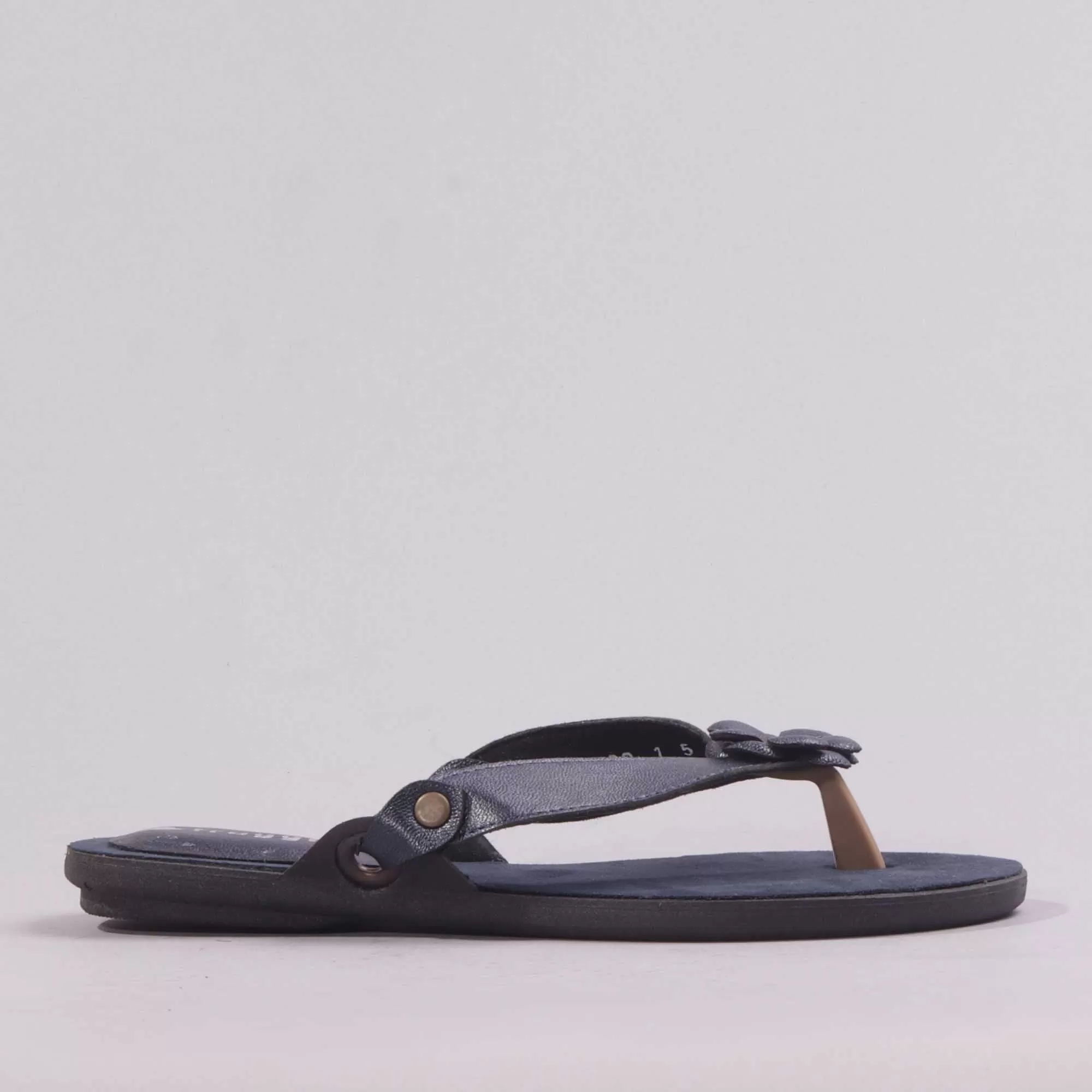 Flower Thong Sandal in Navy - 7968