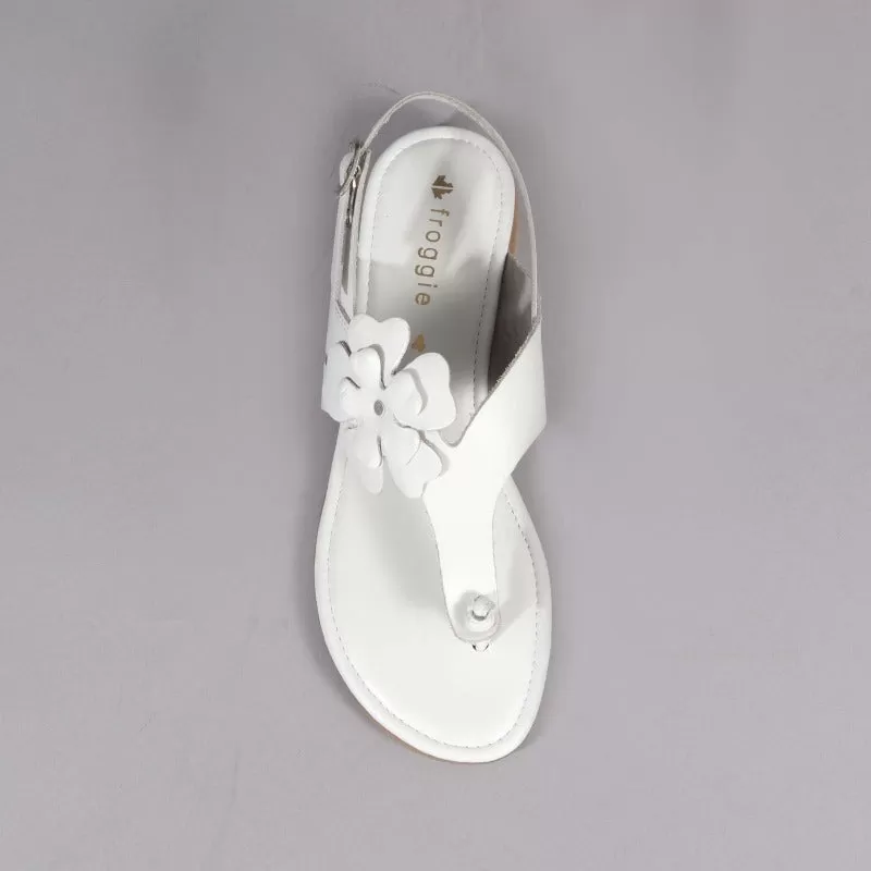 Flower Thong Sandal in White - 12621