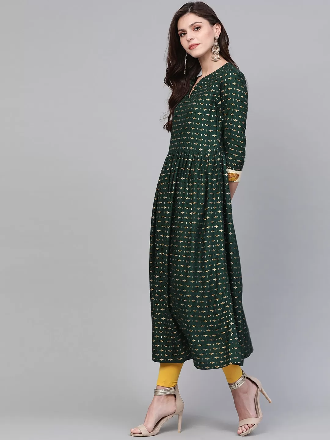 Foil Printed Kurta With Dupatta