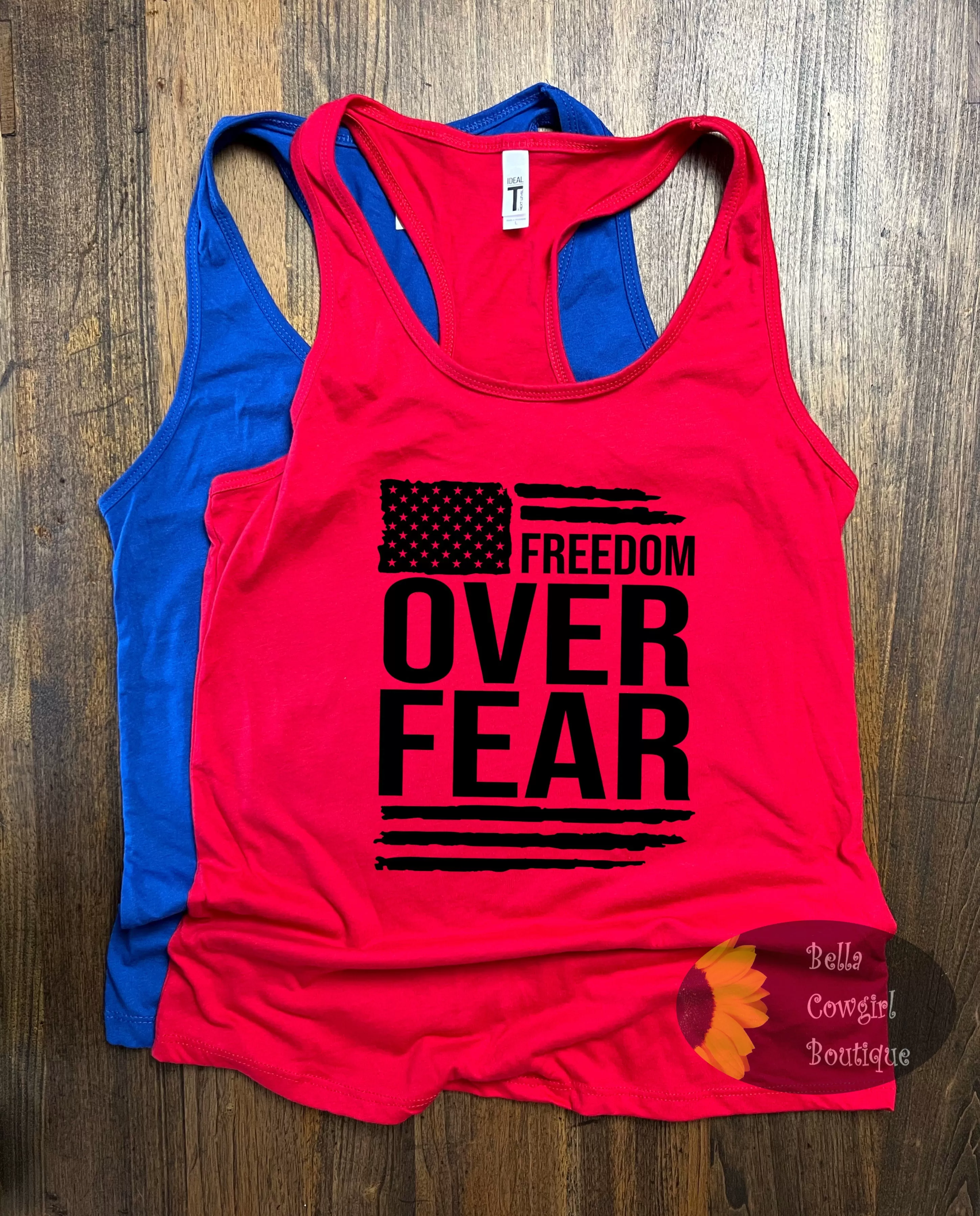 Freedom Over Fear Patriotic Women's Tank Top