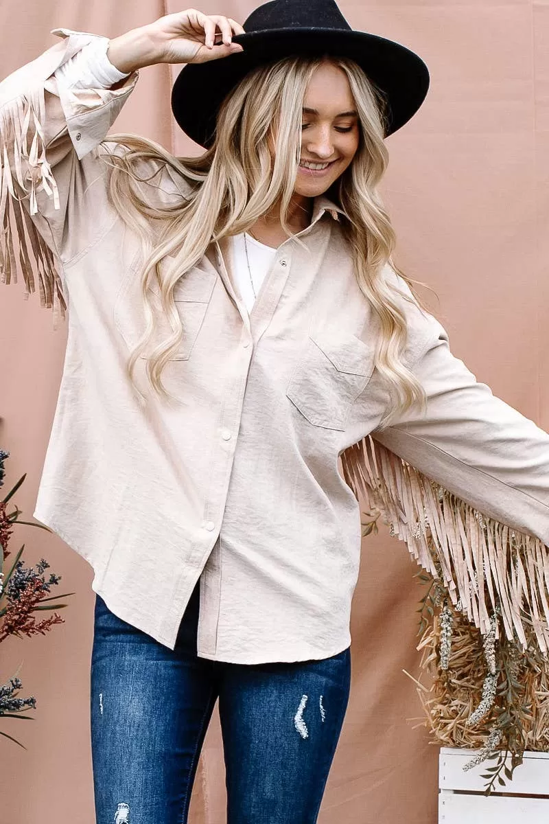 Fringe Back Detailed Button Down Jacket