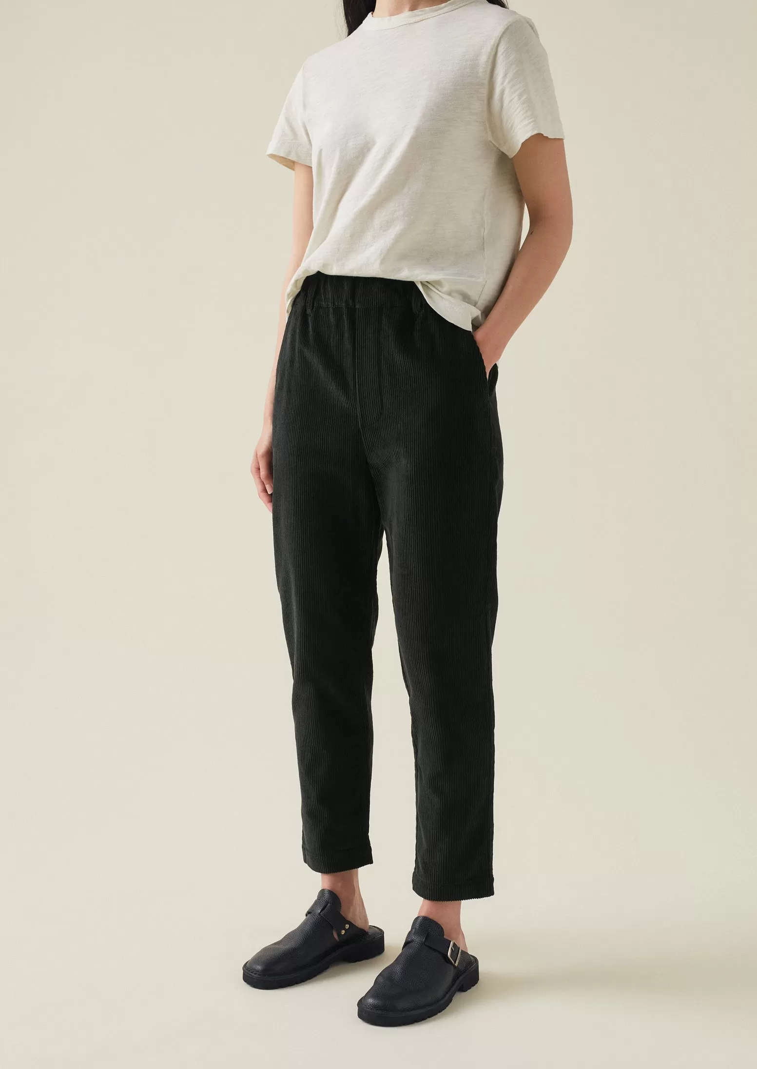 Gabi Organic Cord Pull On Pants | Brown Slate