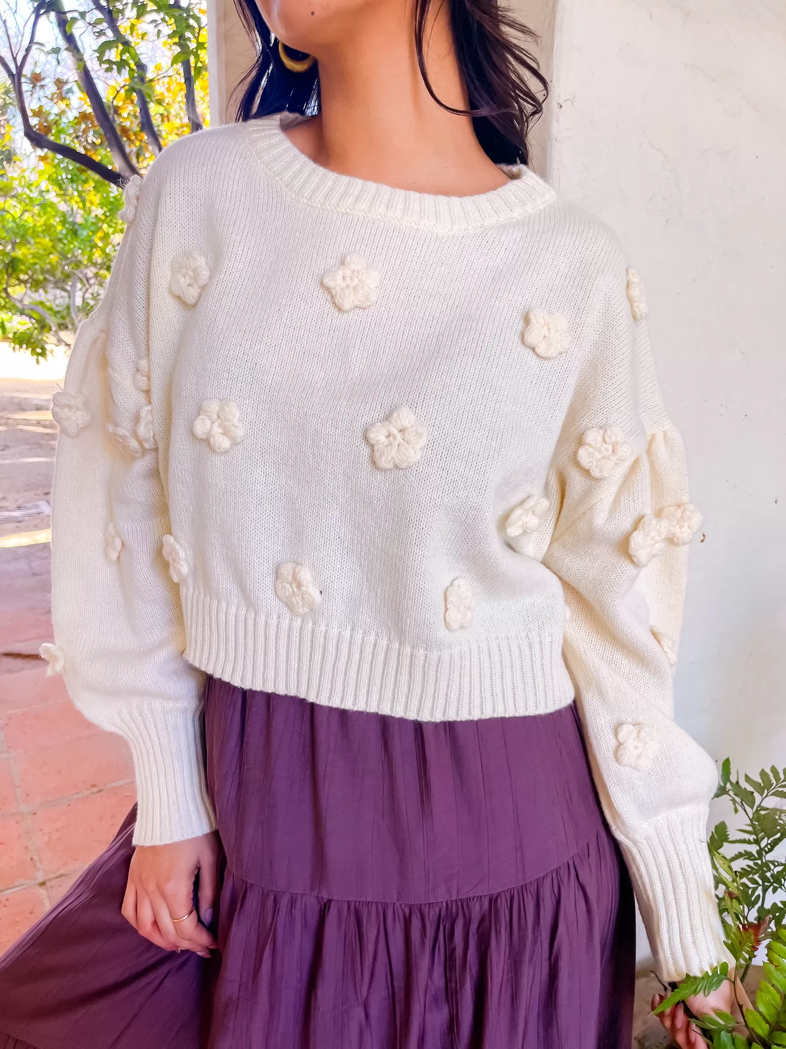 Garden Grace Sweater - Cream