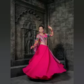 Georgette Chania Choli - Hot Pink