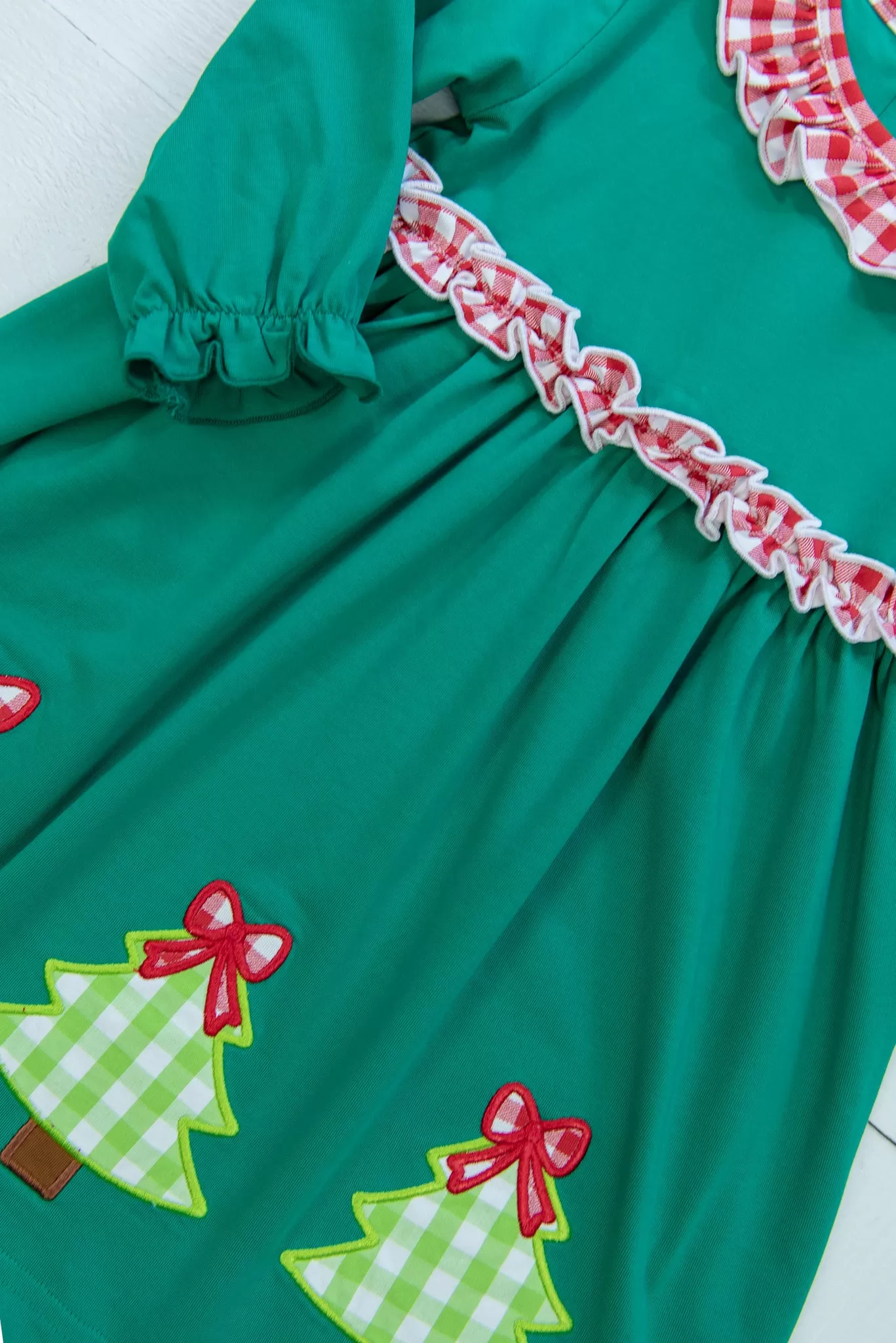 Girls Applique Christmas Tree Dress