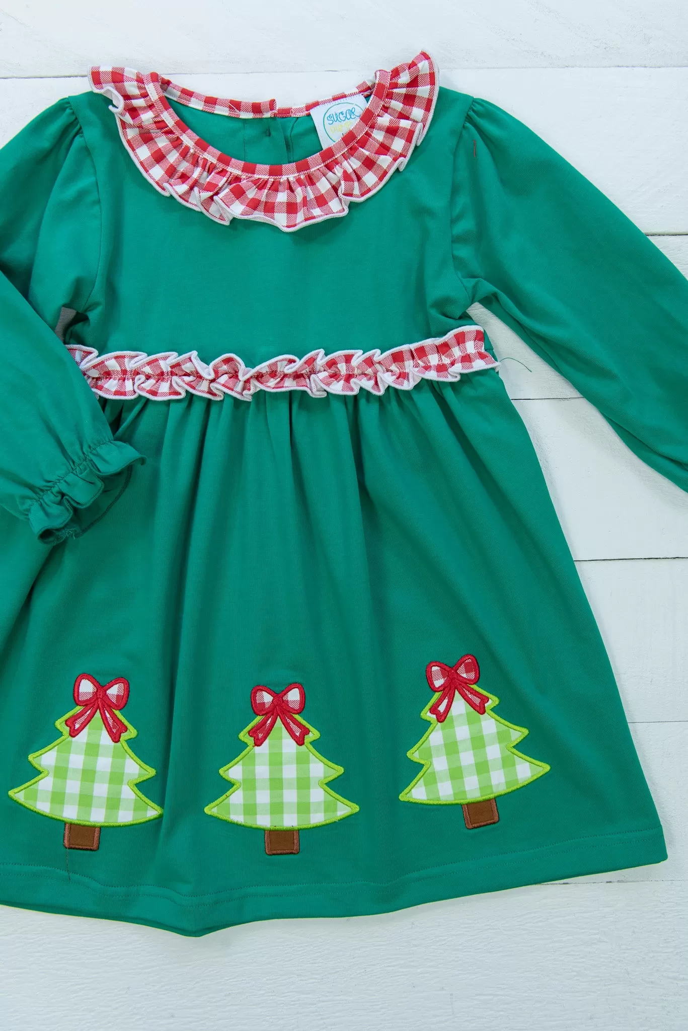 Girls Applique Christmas Tree Dress