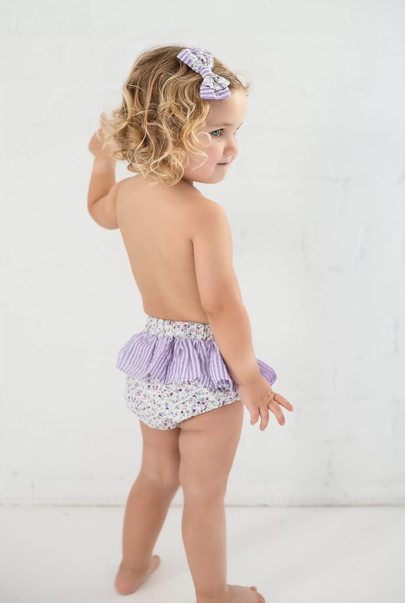 Girls Lilac Ditsy Print Swim Knickers