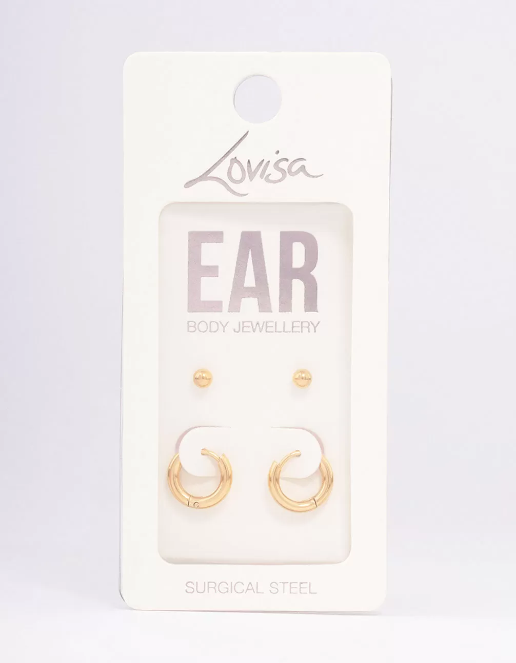 Gold Plated Surgical Steel Plain Stud & Huggie Earring Pack