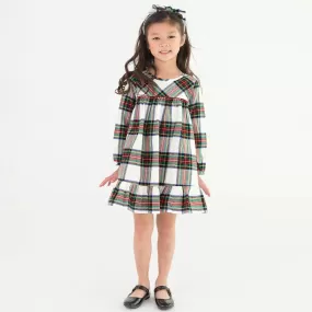 Good Tidings Plaid Long Sleeve Ruffle Hem Dress