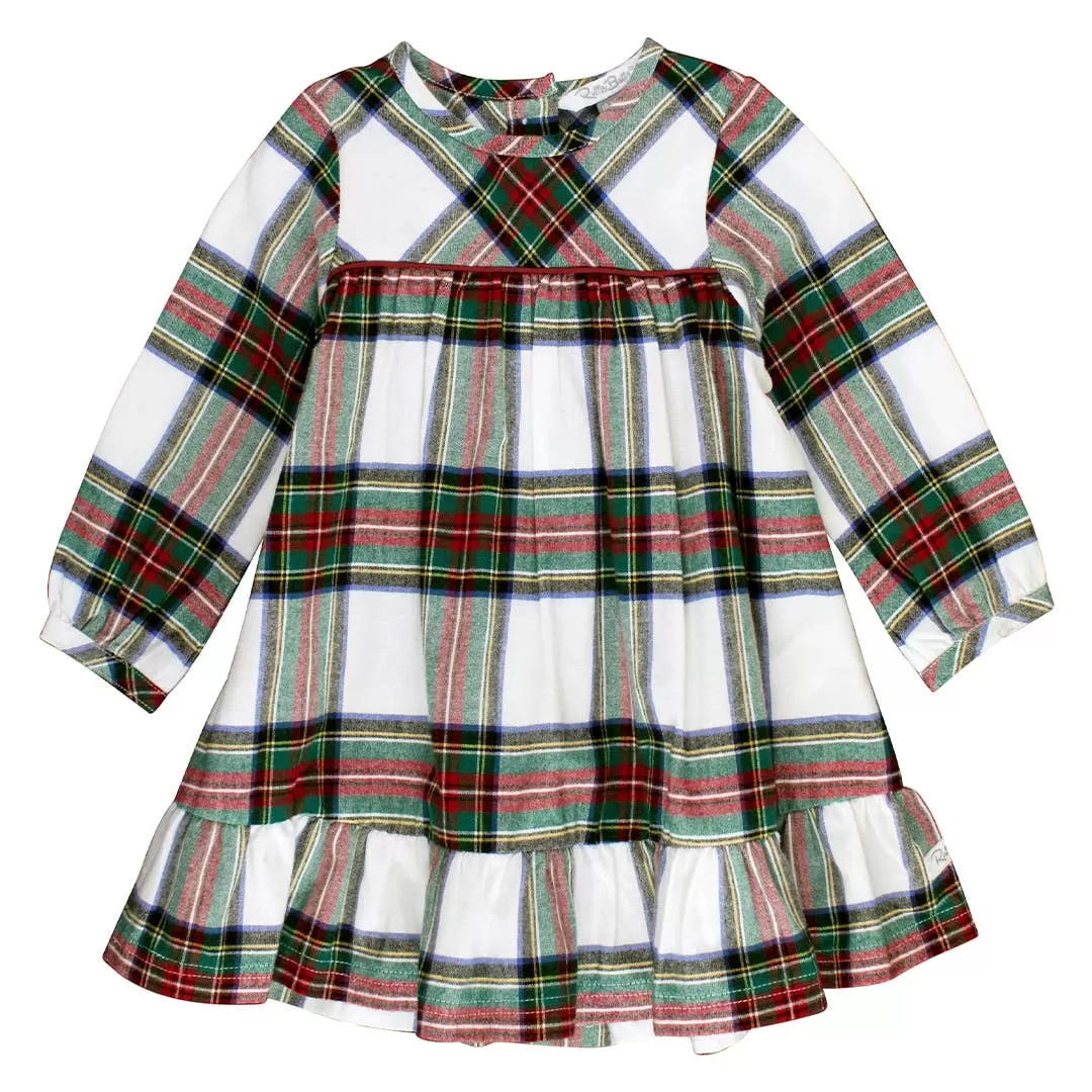 Good Tidings Plaid Long Sleeve Ruffle Hem Dress