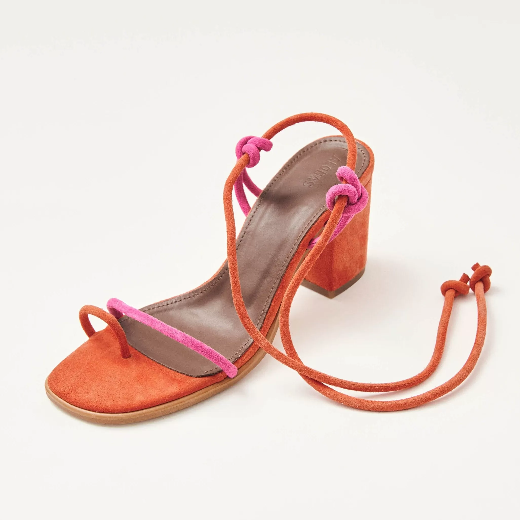 Grace Bicolor Magenta Orange Leather Sandals