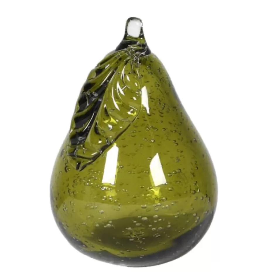 Green Glass Decorative Pear