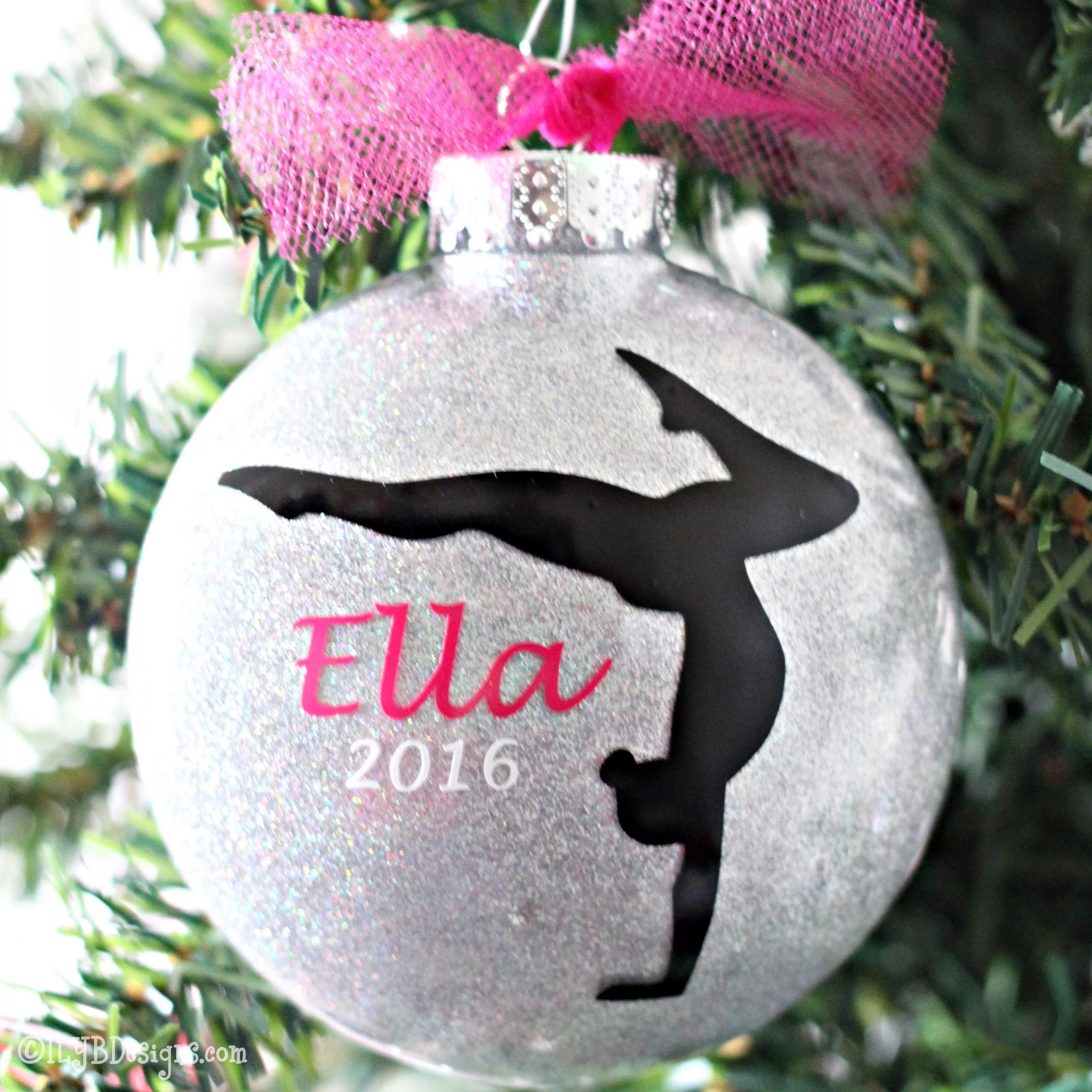 Gymnastics Christmas Ornament Personalized Glitter | Sports Ornament | Personalized Glitter