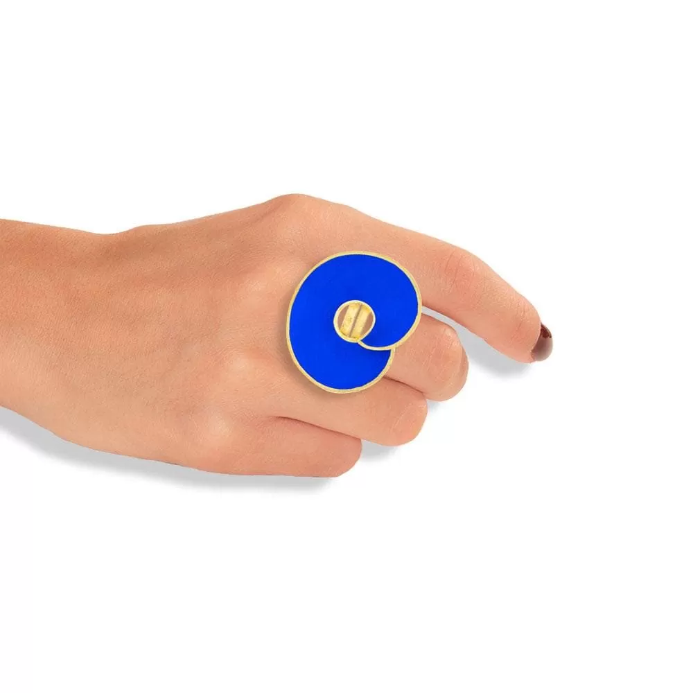 Handmade Gold Plated Silver Royal Blue Spiral Ring