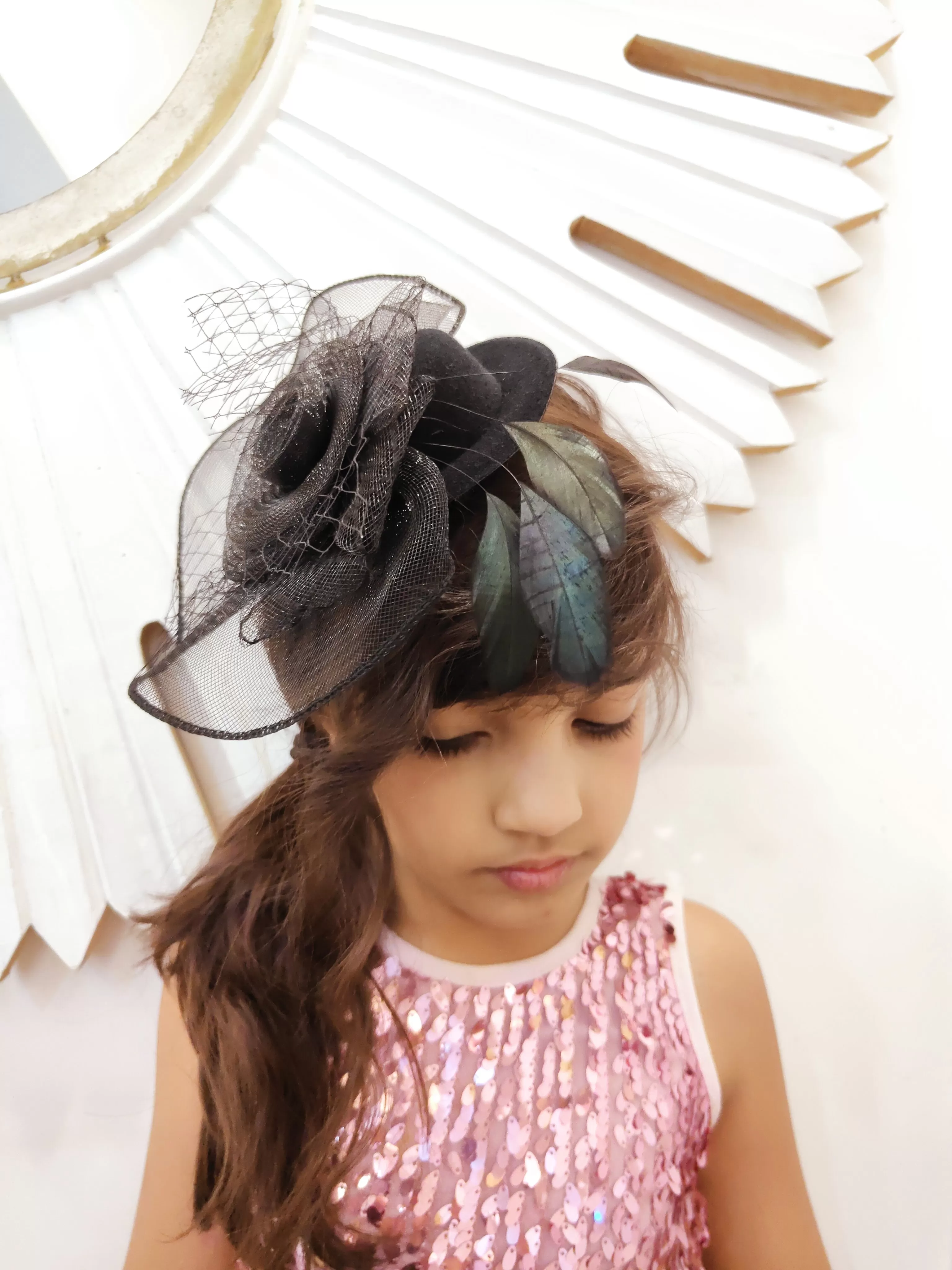 Hat Black Fascinator with Veil