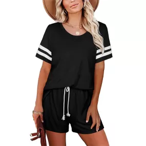 Haute Edition Varsity Striped Pajama Lounge Short Set