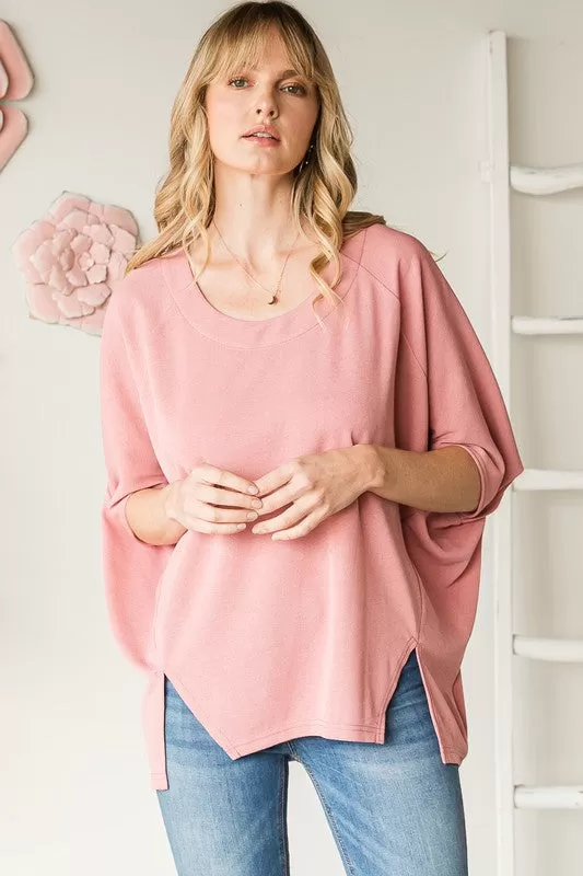 Heyson Oversized Front Slit Batwing Top