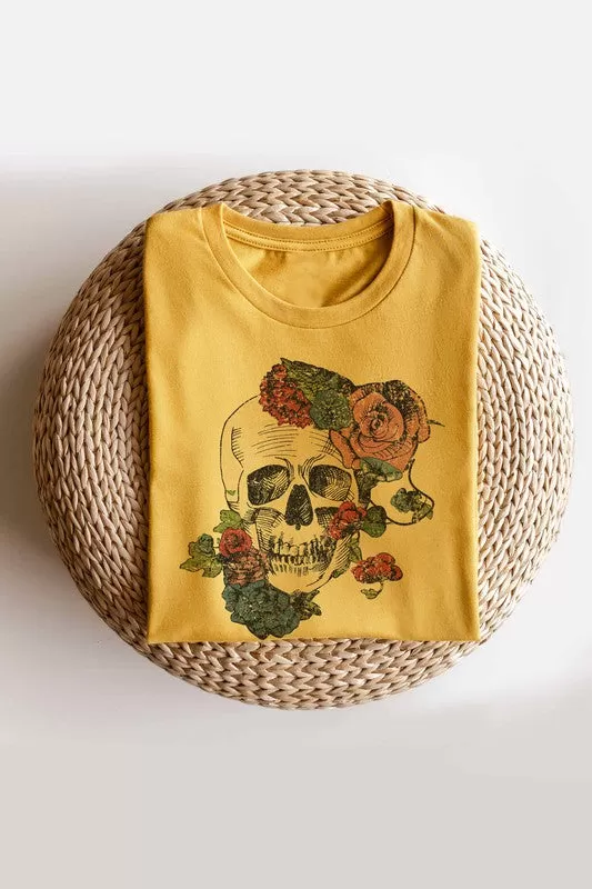 HORROR FALL FLOWERS GRAPHIC TEE PLUS SIZE