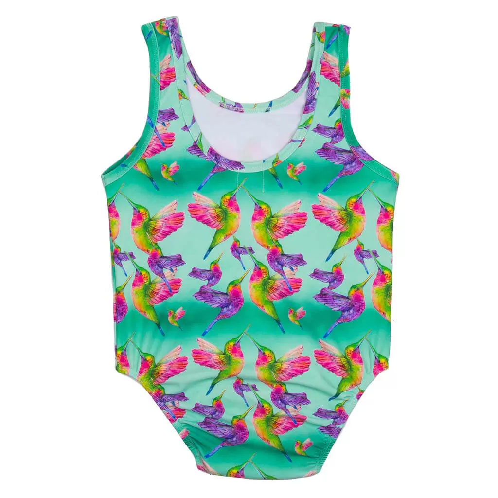 Hummingbirds Girls Sleeveless Swimsuit