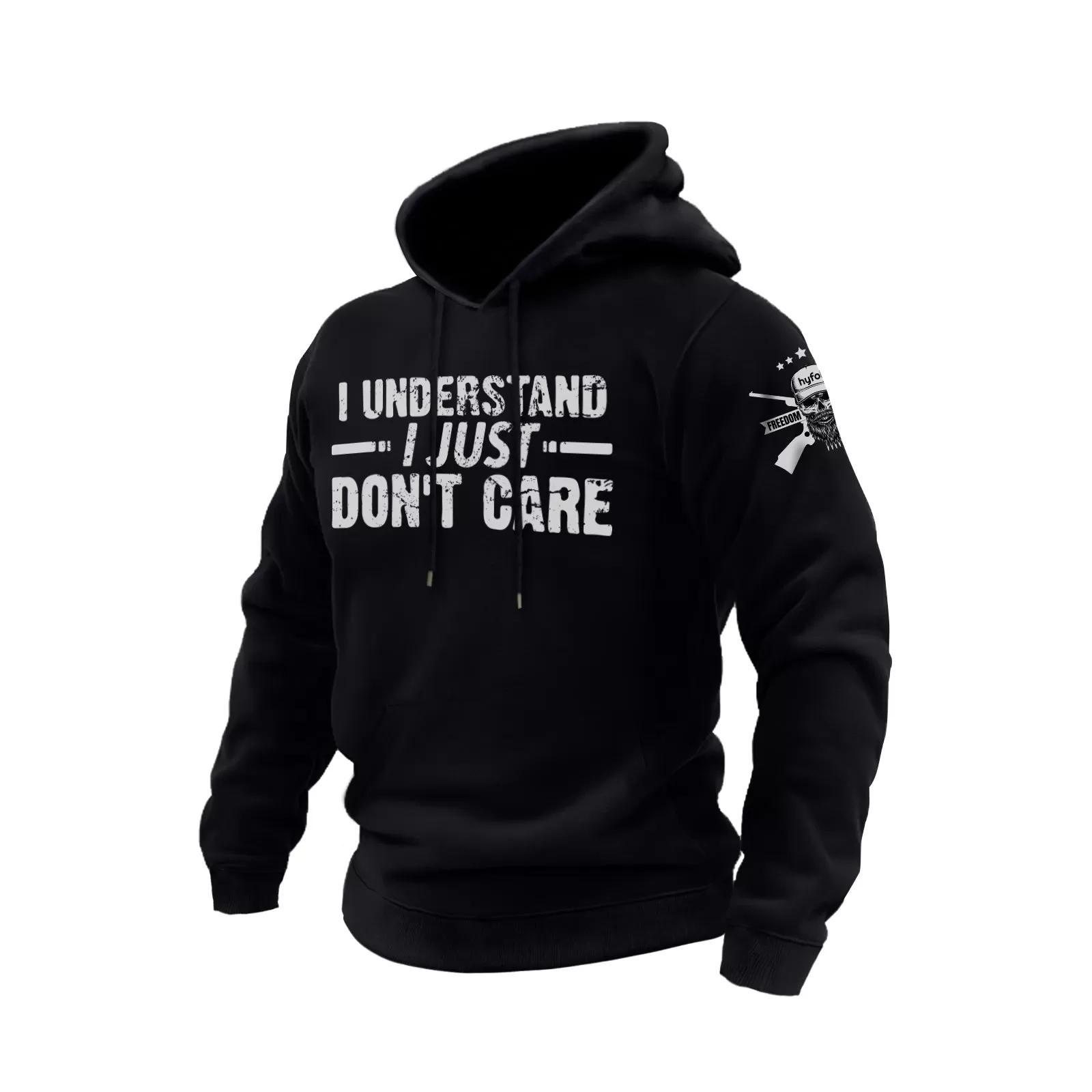 I UNDERSTAND I JUST DON'T CARE COTTON GRAPHIC HOODIE