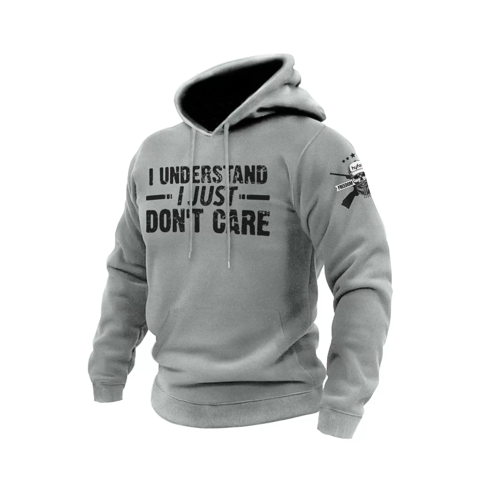 I UNDERSTAND I JUST DON'T CARE COTTON GRAPHIC HOODIE