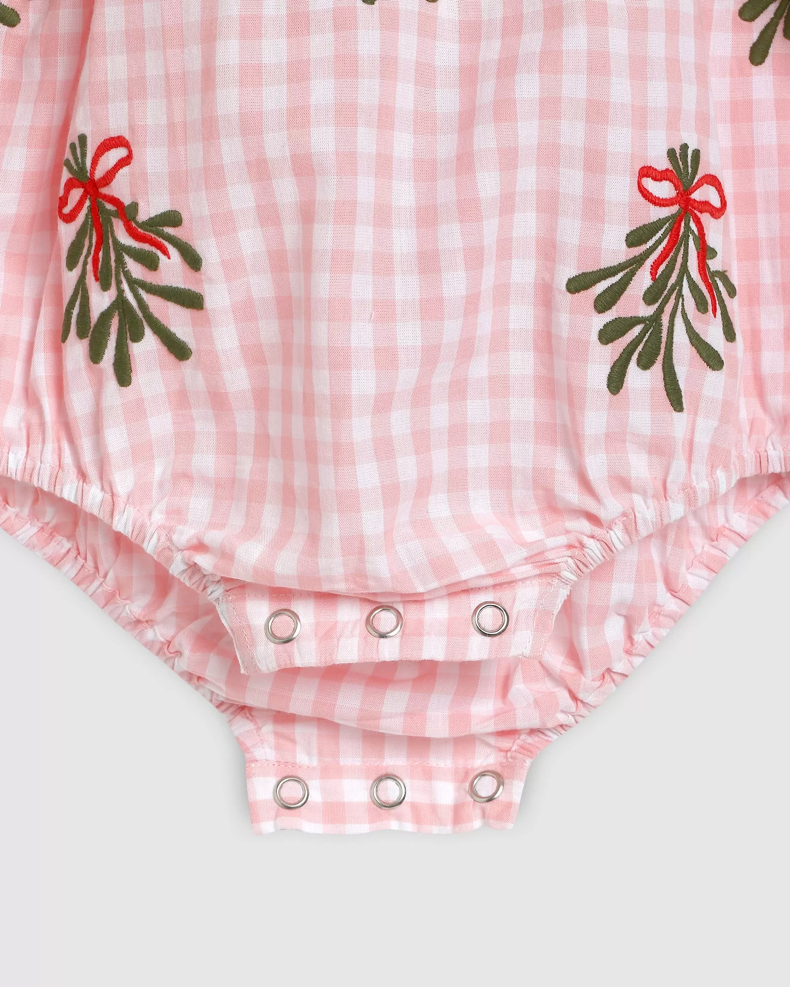 Ivy Playsuit - Pink Gingham Mistletoe