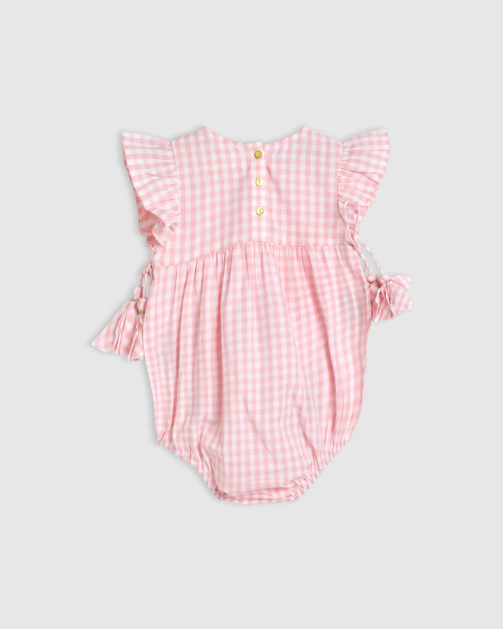 Ivy Playsuit - Pink Gingham Mistletoe