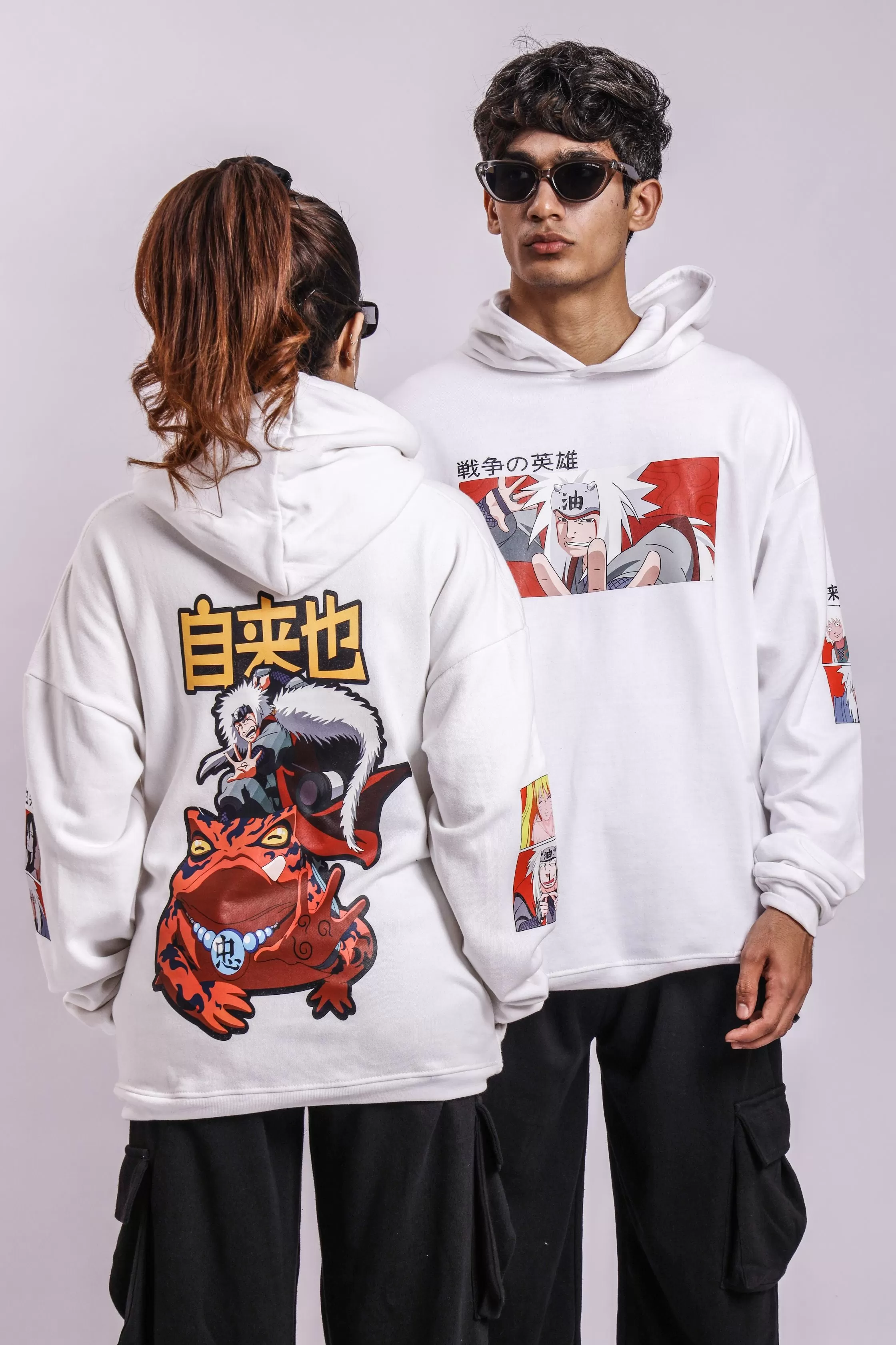 JIRAIYA White Oversized Hoodie